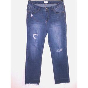 Kensie Jeans Womens Size 6/28 Blue skinny distressed RAW HEM denim stretch